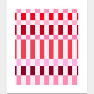 Red and Pink Checkered Grid Posters and Art
